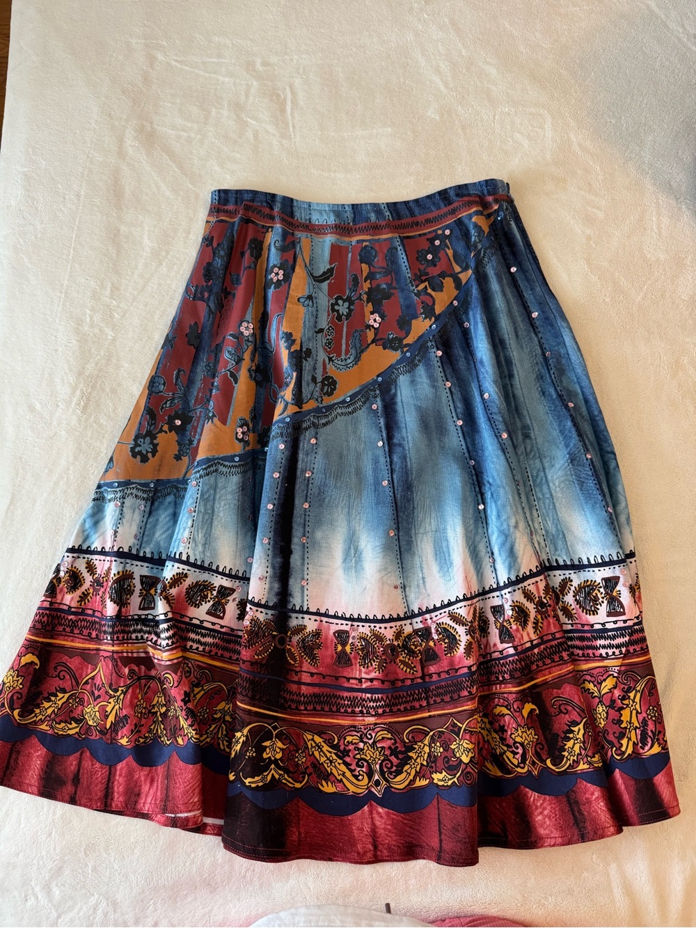 DG2 Bohemian Long Multi-Color Printed A-Line Swing Skirt